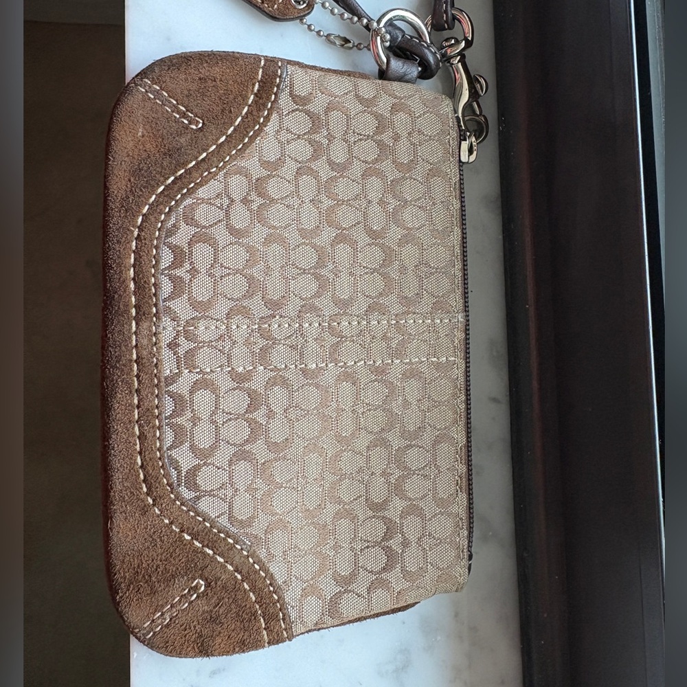 Coach Brown and Tan Wristlet